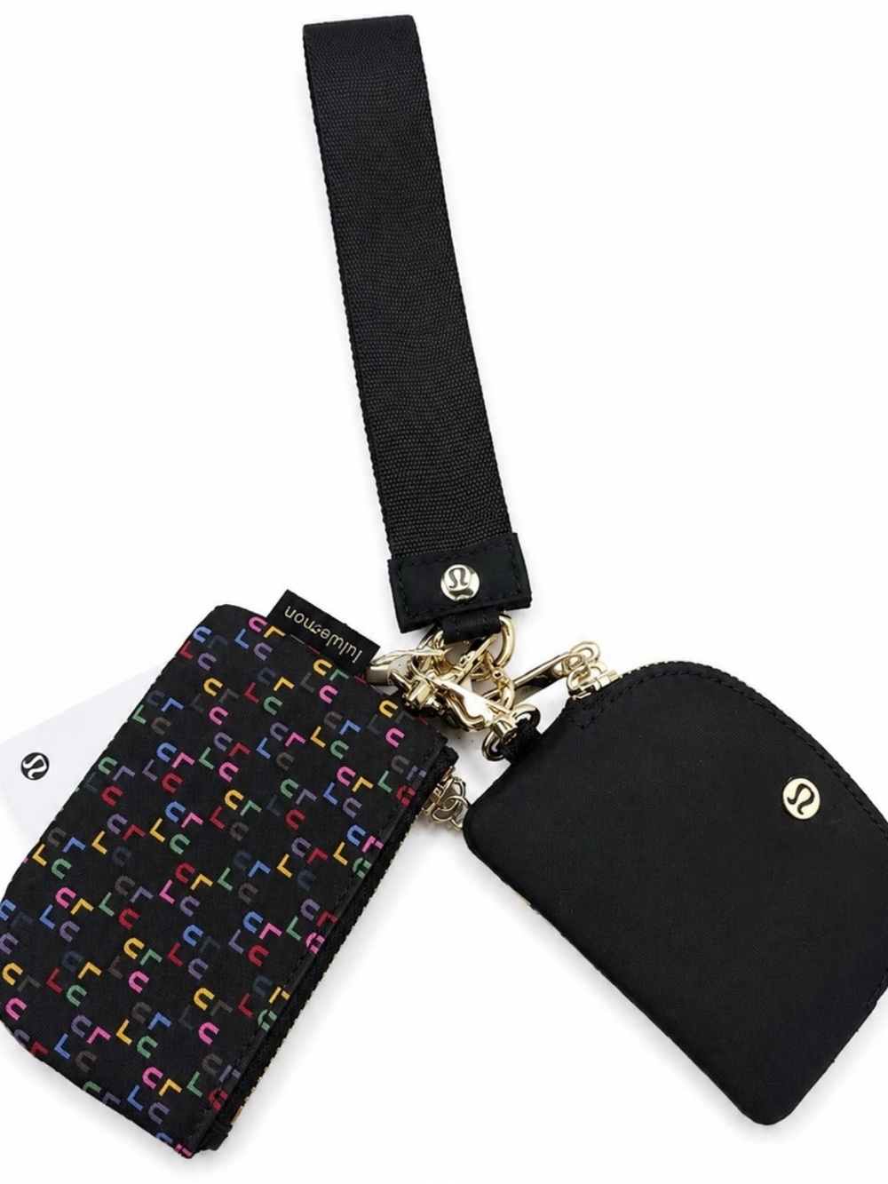 lululemon athletica Black Dual Pouch Wristlet with Multicolor Logo*SOLD OUT***